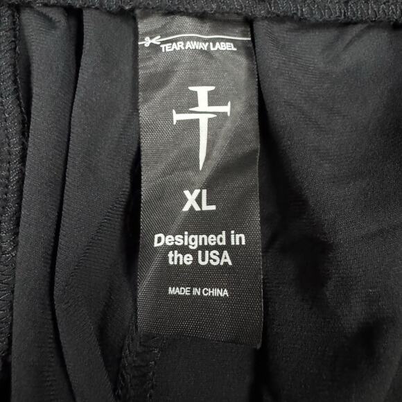 NEW Three Nails Joggers Pants Mens XL BLACK Woven Elastic Waist Pockets Athletic - Picture 4 of 9